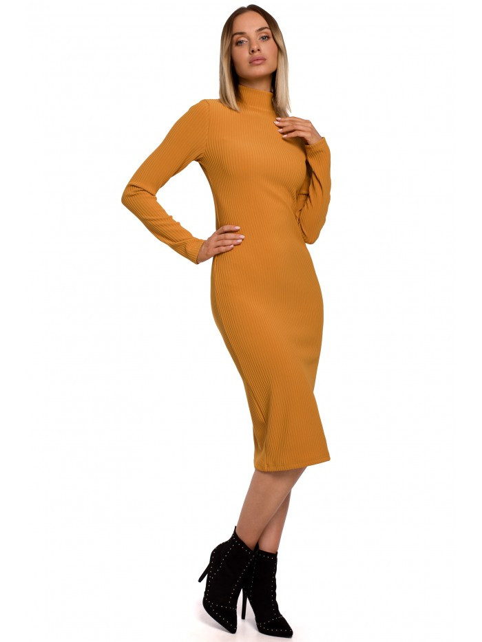 model 18002972 Pletené šaty s rolákem - tmavě žluté EU S
