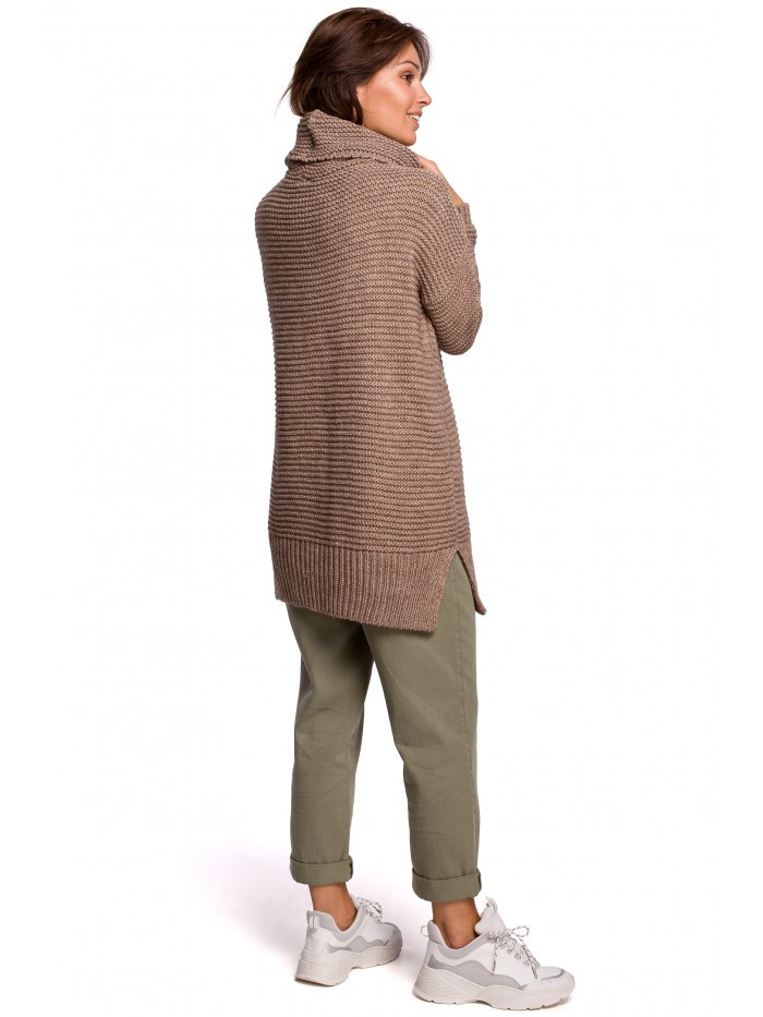 Obrázok BK047 Oversized pullover turtleneck sweater  UNI EÚ cappuccino