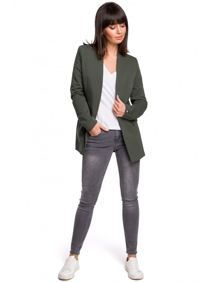 Obrázok B102 Cotton-blend open blazer  EÚ S. vojenská zelená