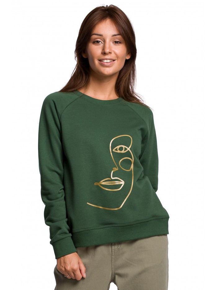 Obrázok B167 Pullover top with a print in the front  EÚ S. Lawngreen