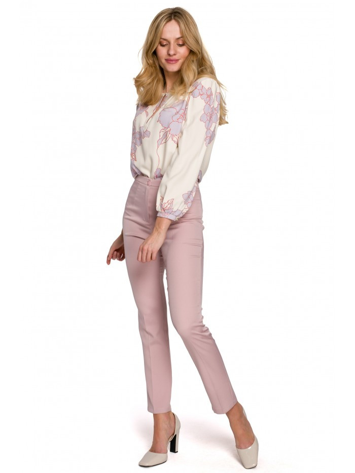 Obrázok K093 Slim leg trousers with back splits  EÚ XXL crepepink