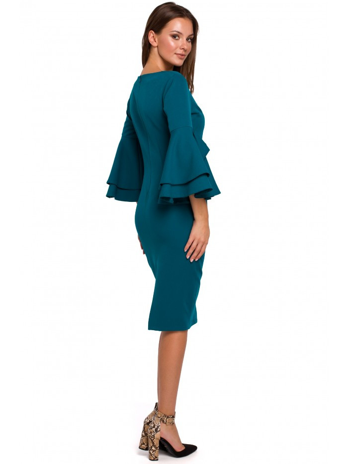 Plášťové šaty s rukávy - modré EU M model 18002414
