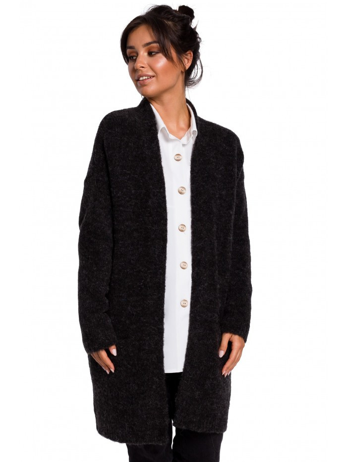 Obrázok BK034 Fuzzy knit cardigan  EU L / XL antracit