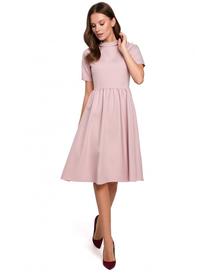 Obrázok K028 Rolled neck fit and flare dress  EÚ XXL crepepink