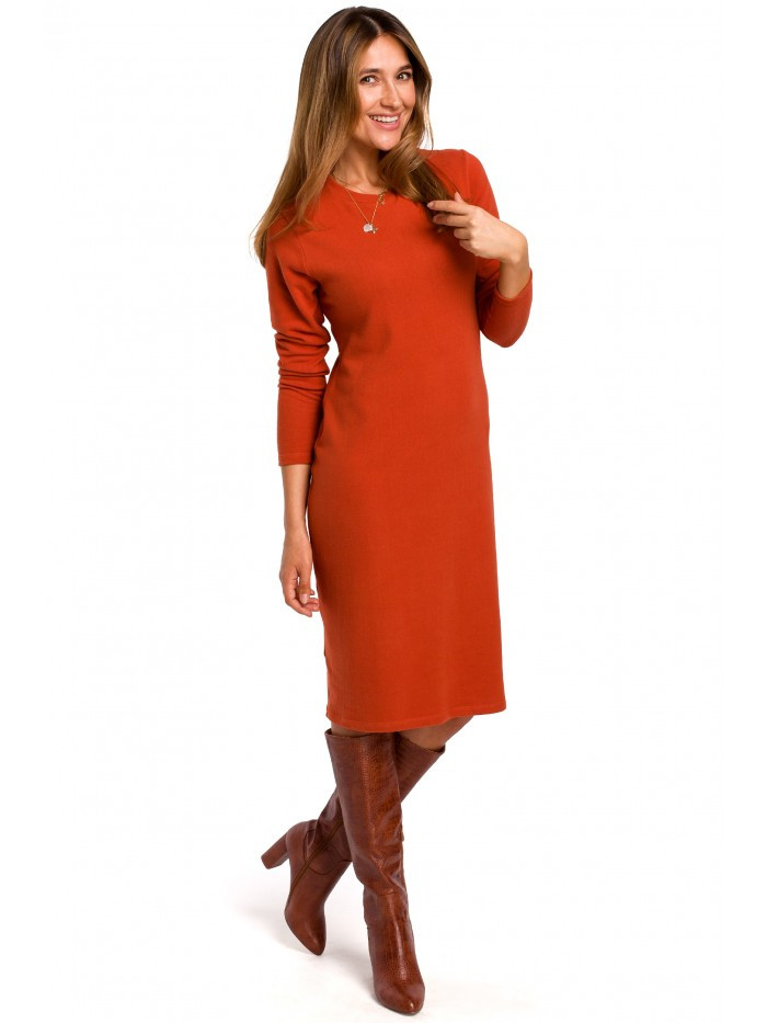 model 18002181 Svetrové šaty s dlouhými rukávy - červené EU S