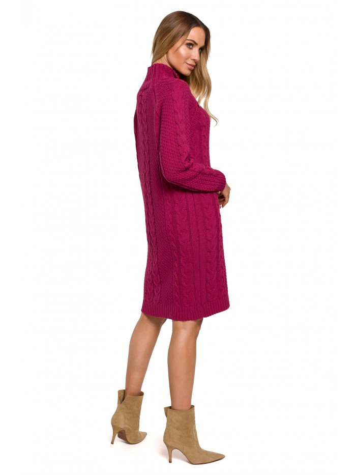 model 18003596 Svetrové šaty s vysokým límcem - růžové EU S/M