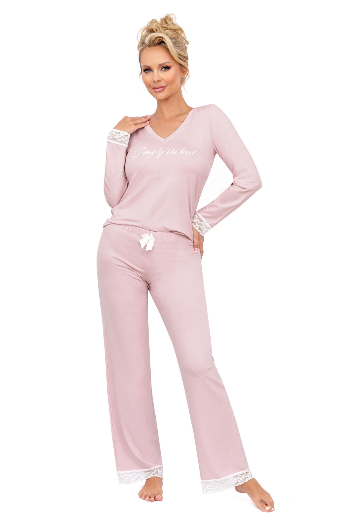 Pyžamo Simply Long Powder Pink - Donna 40