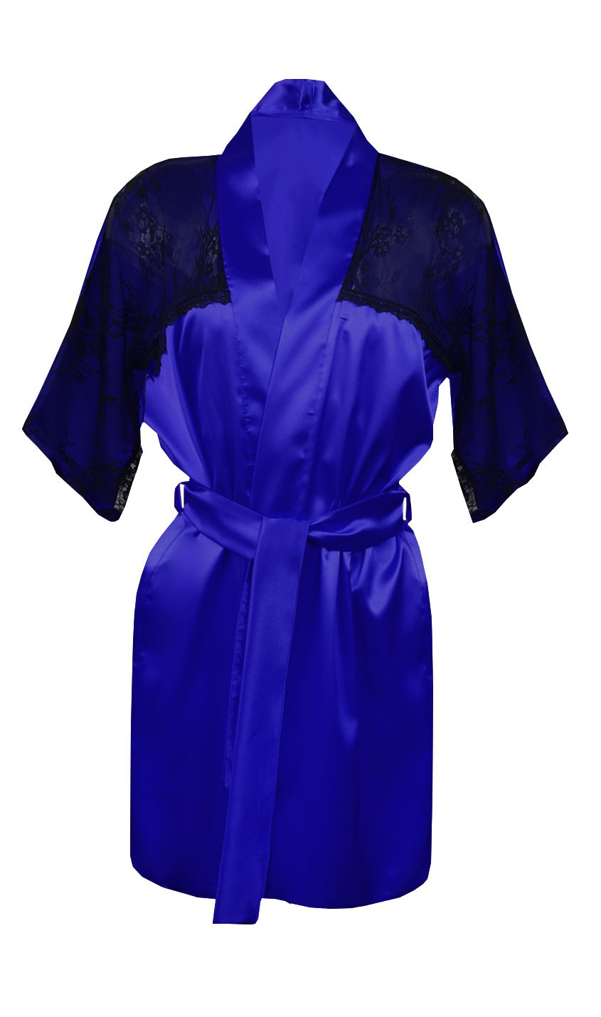 DKaren Housecoat Barbara Blue Velikost: XS, Barva: Modrá