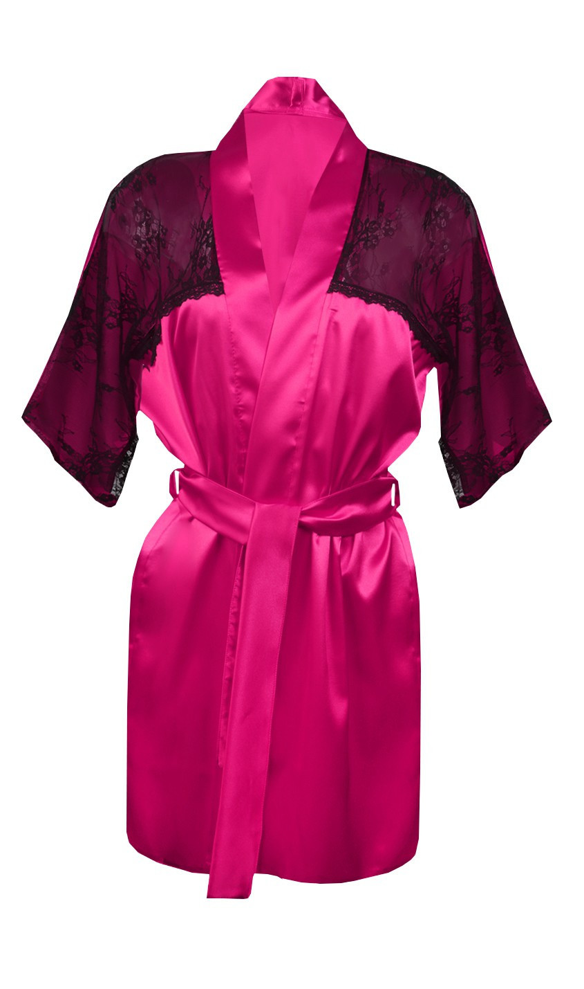 DKaren Housecoat Barbara Dark Pink Velikost: XS, Barva: tmavě růžová