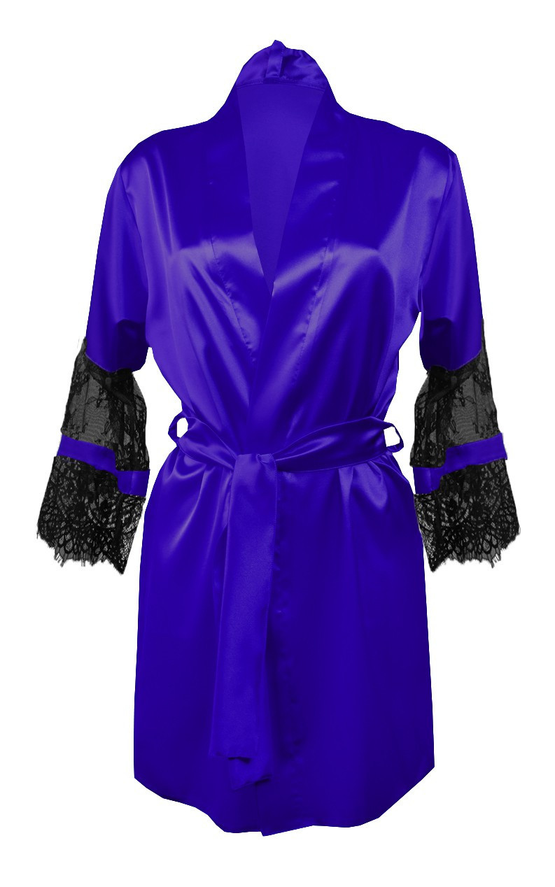 DKaren Housecoat Beatrice Blue Velikost: 2XL, Barva: Modrá