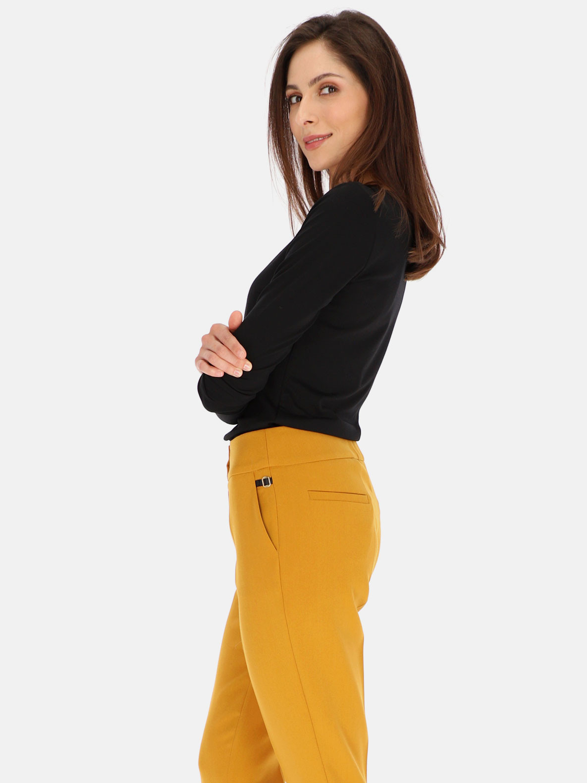 Dámské kalhoty Pants model 17421702 Mustard - L`AF Velikost: 34