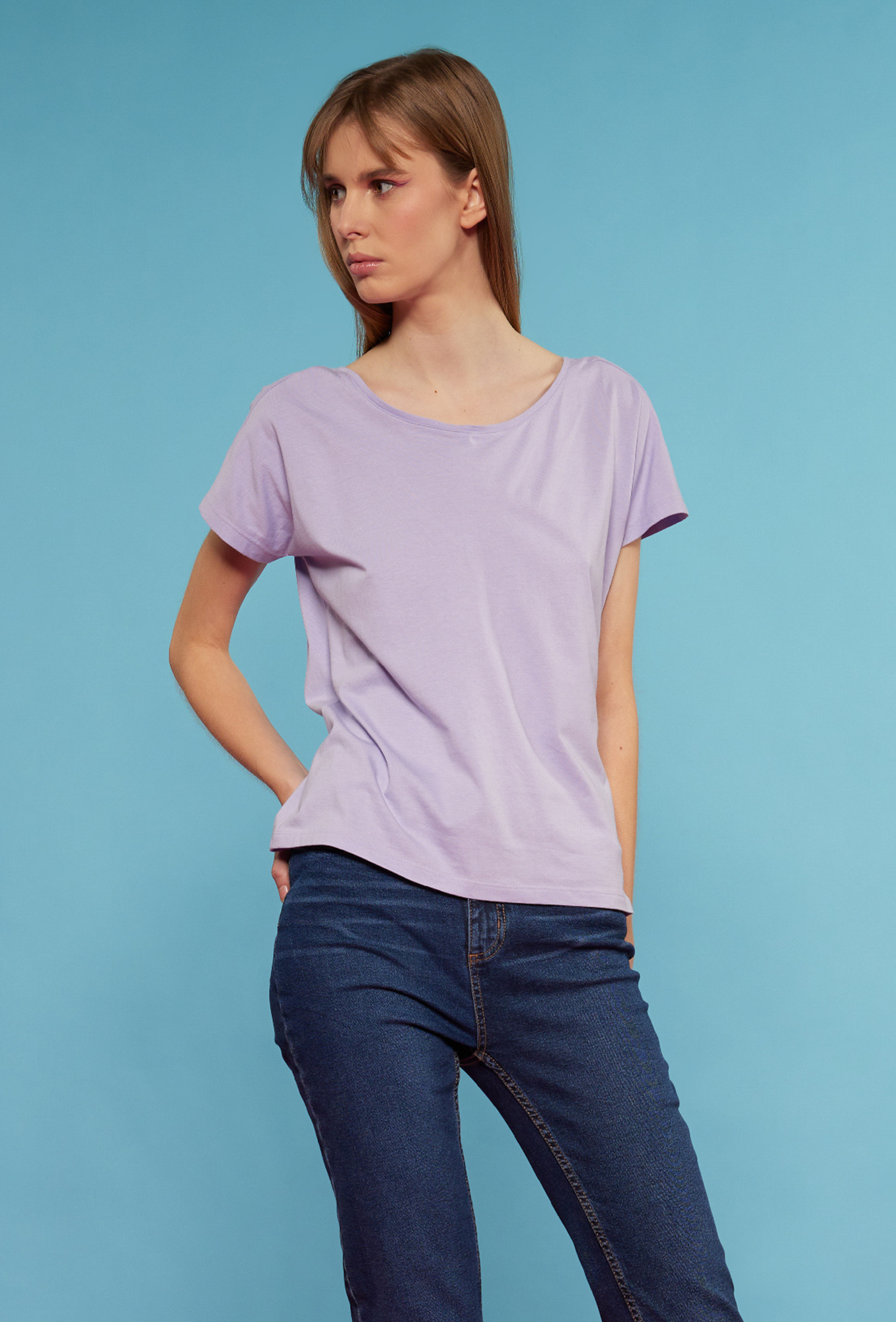 Monnari T-Shirts T-Shirt With A Cutout On The Back Purple M
