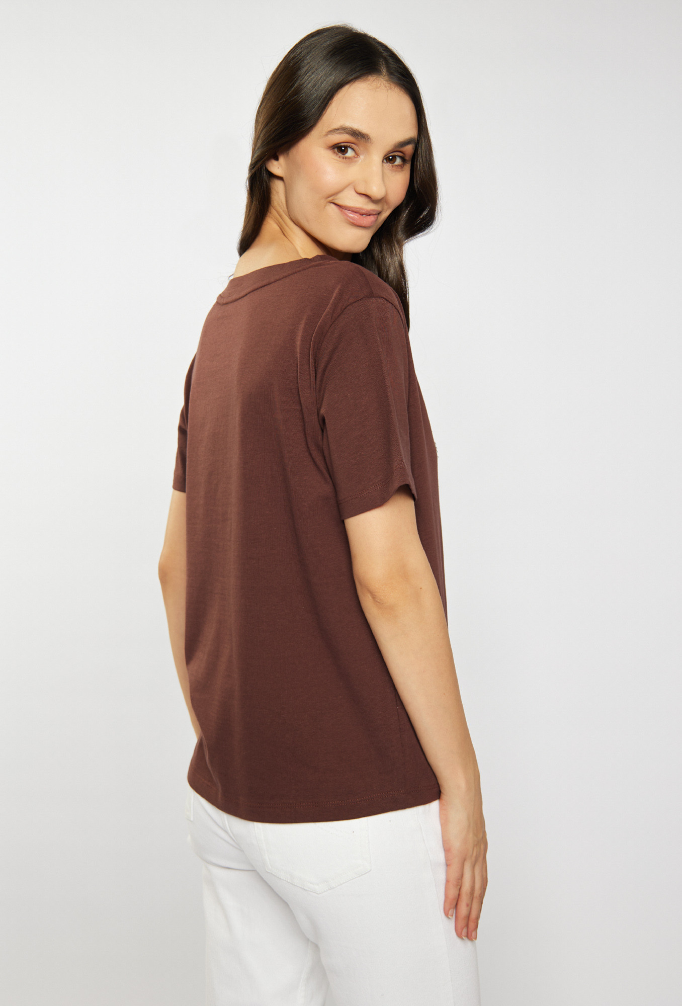 Monnari Blouses T-Shirt With Decorative Panel Brown L