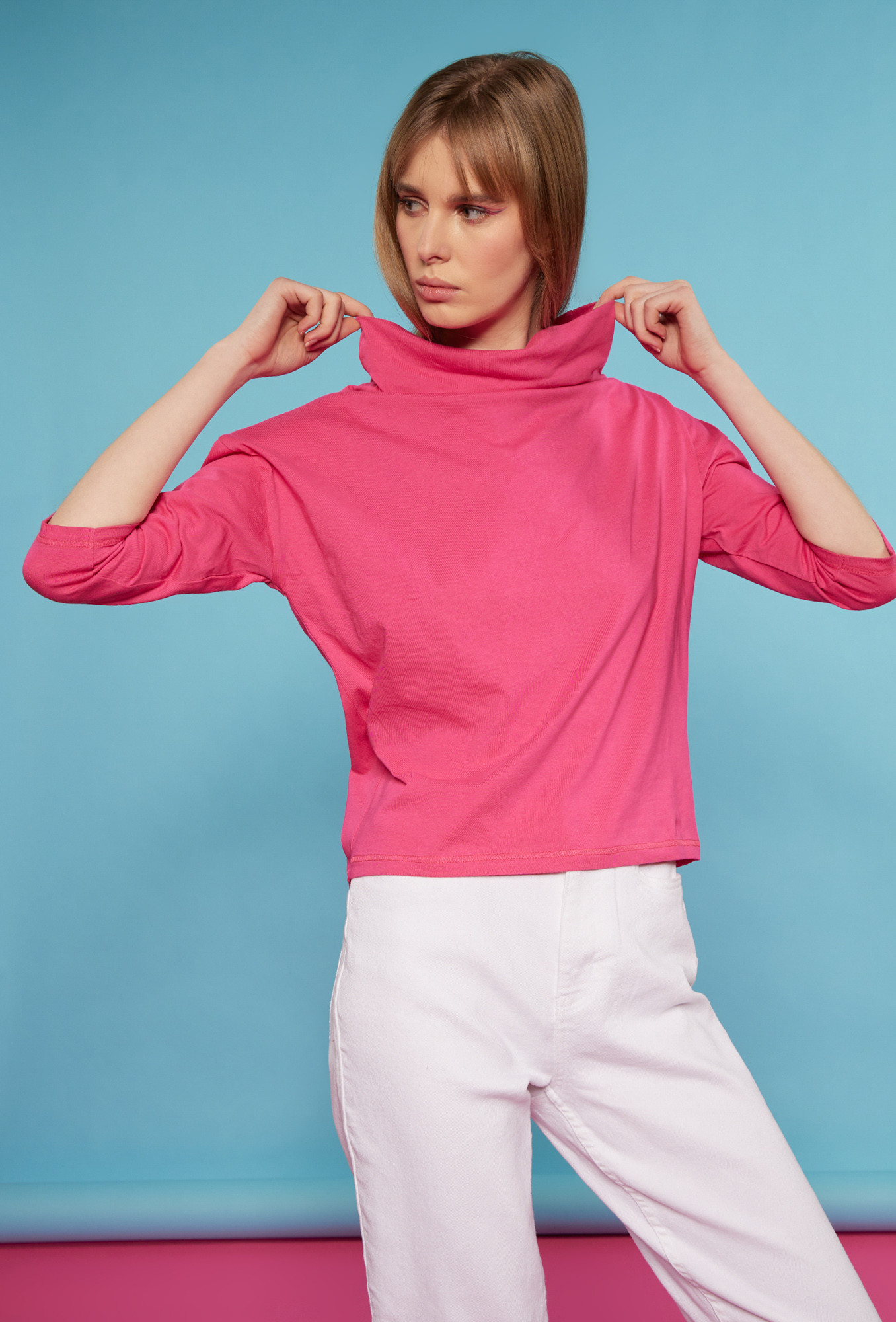 Monnari T-Shirts Blouse With Sleeves 3/4 Pink S