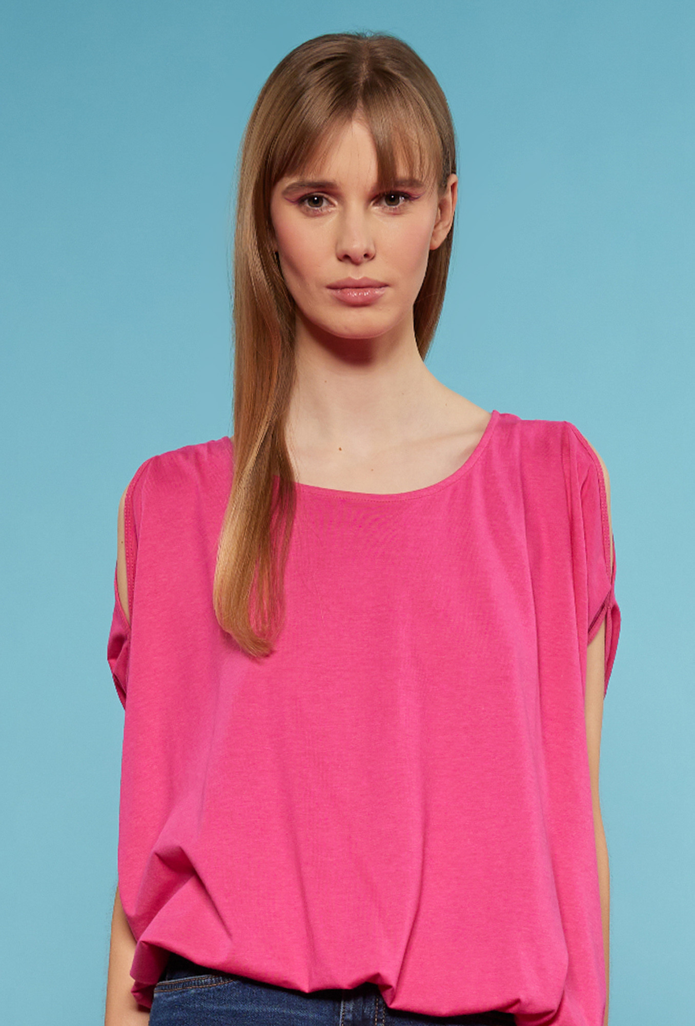 Monnari T-Shirts T-Shirt With Decorative Sleeves Pink S