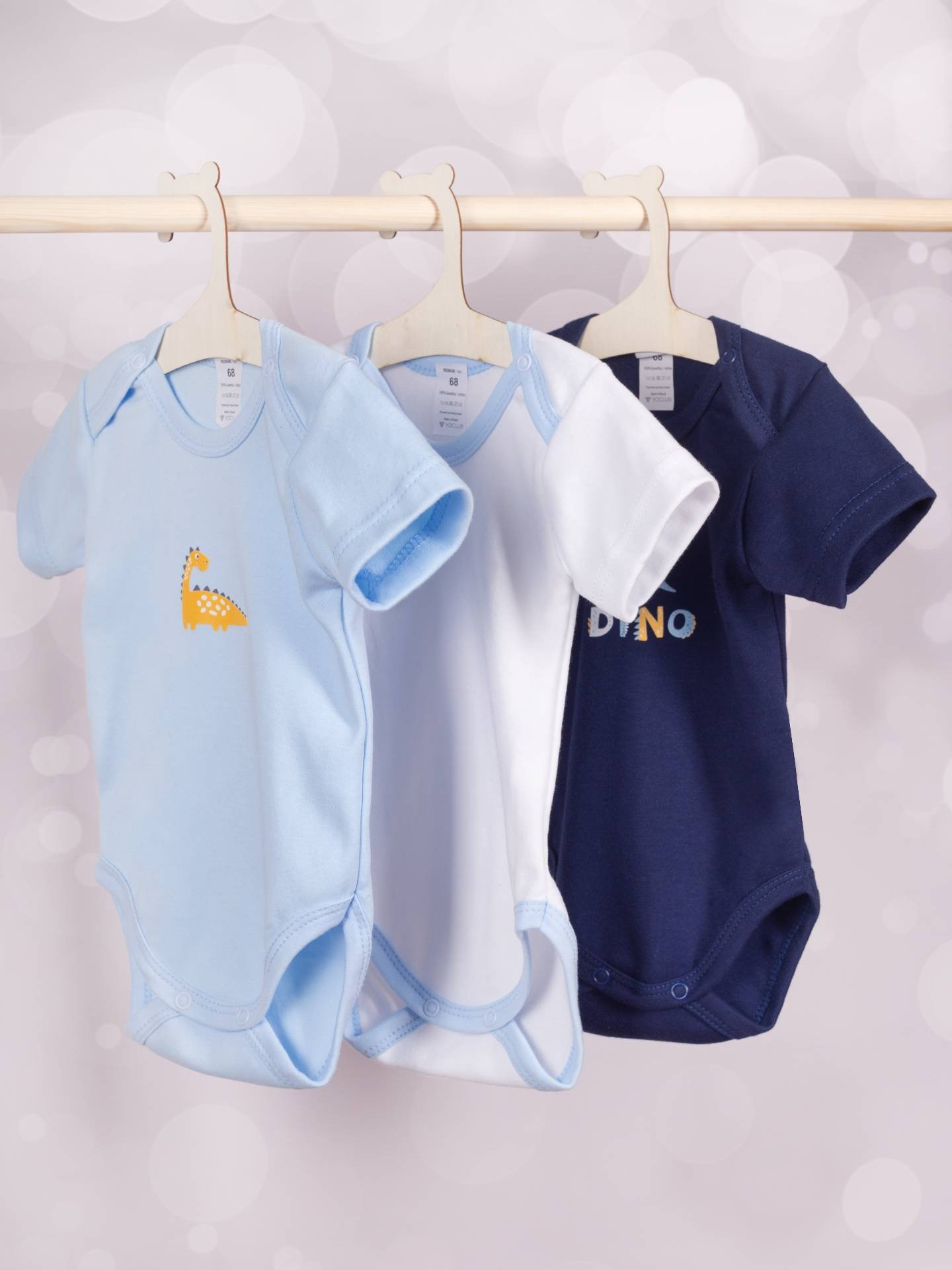 Yoclub Kids's Short Sleeve Bodysuits 3-Pack BOD-0002C-A13K