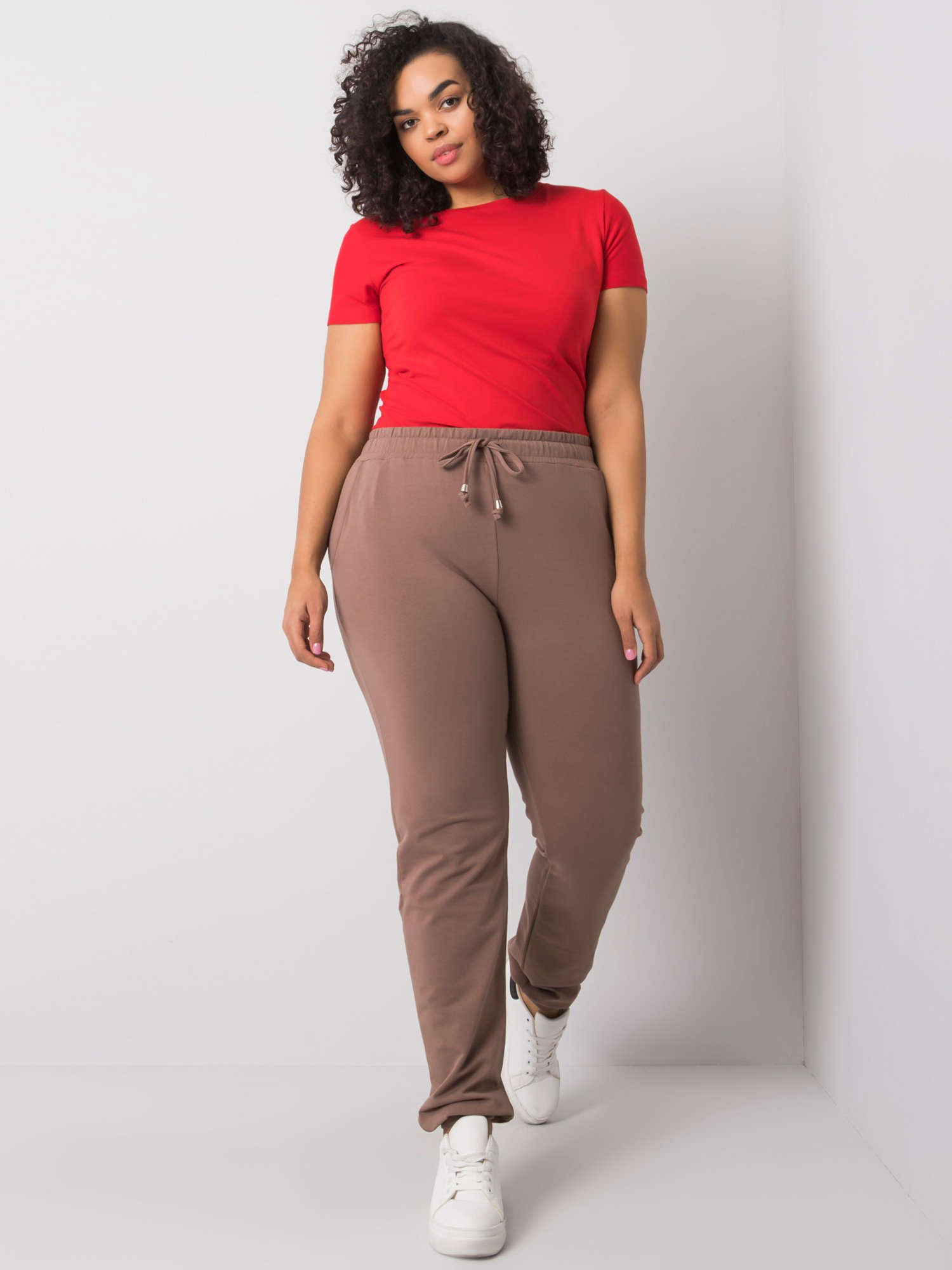 Tmavě béžové dámské tepláky plus size 2XL