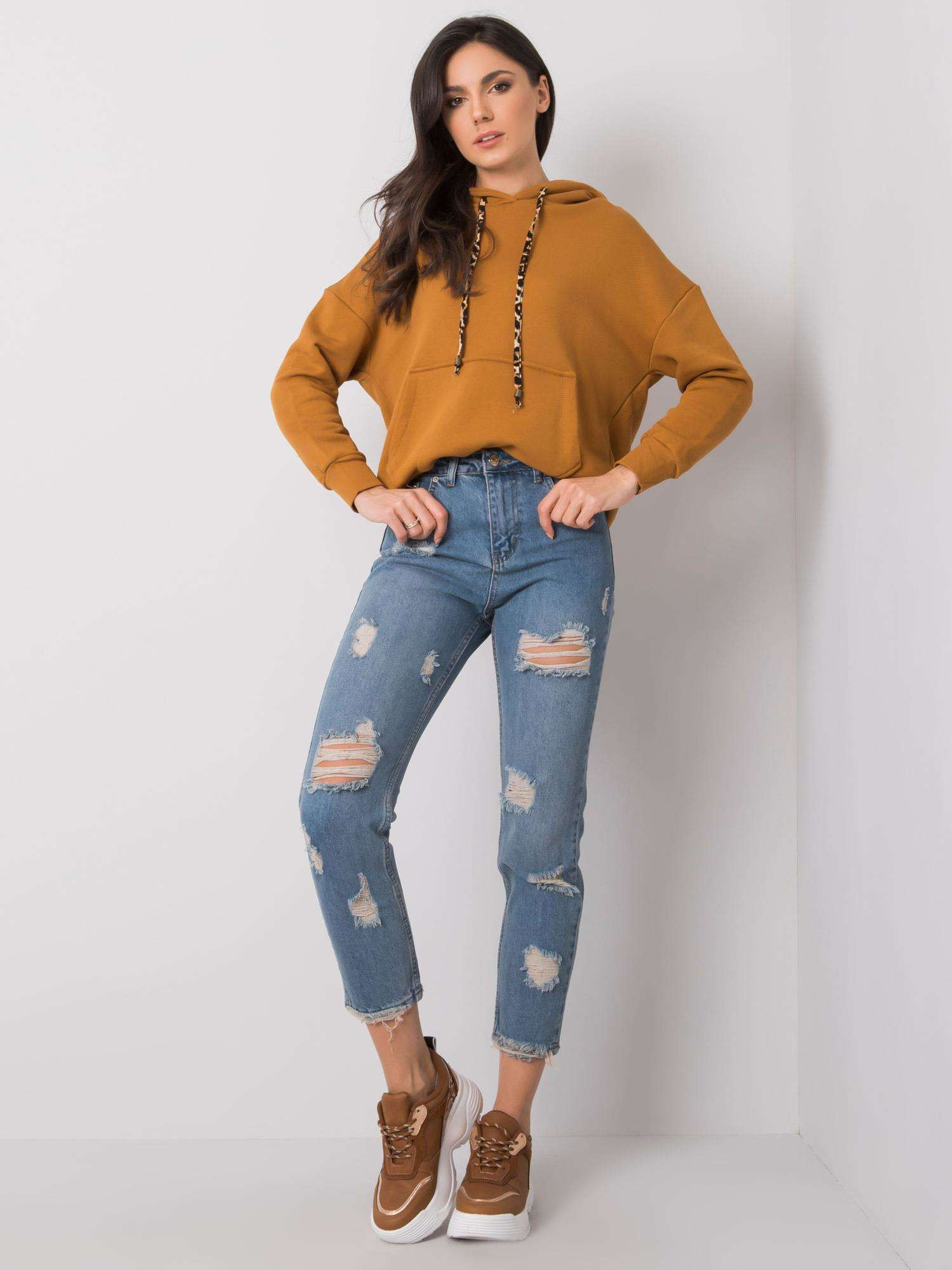 Modré roztrhané mom jeans od Steffi RUE PARIS XS