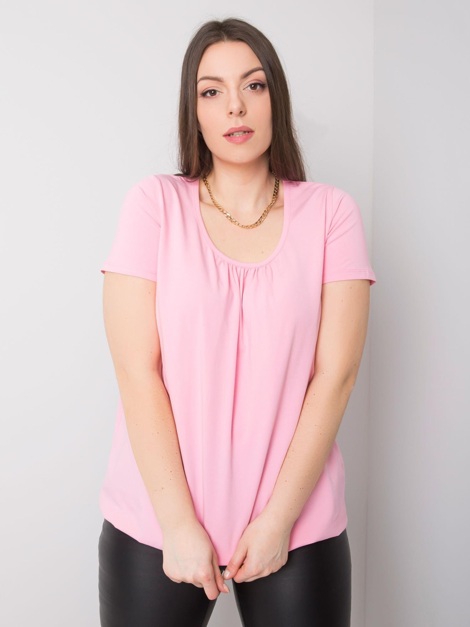 Světle růžová bavlněná halenka Celeste plus size 3XL