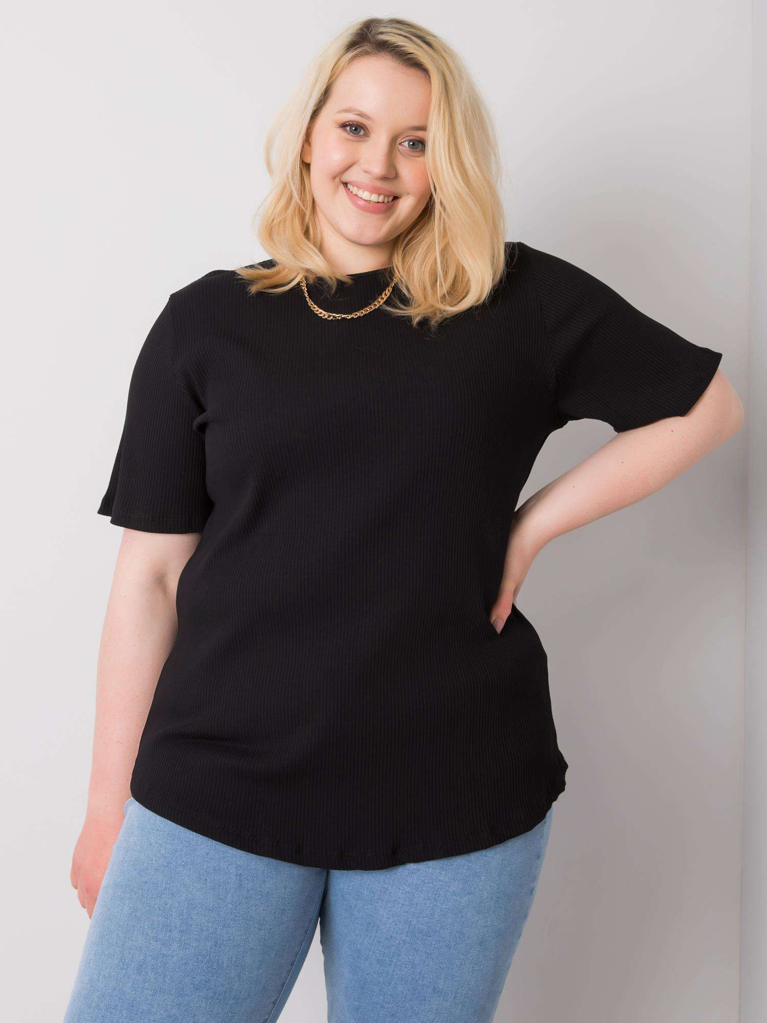 Černá pruhovaná halenka plus size velikosti XL