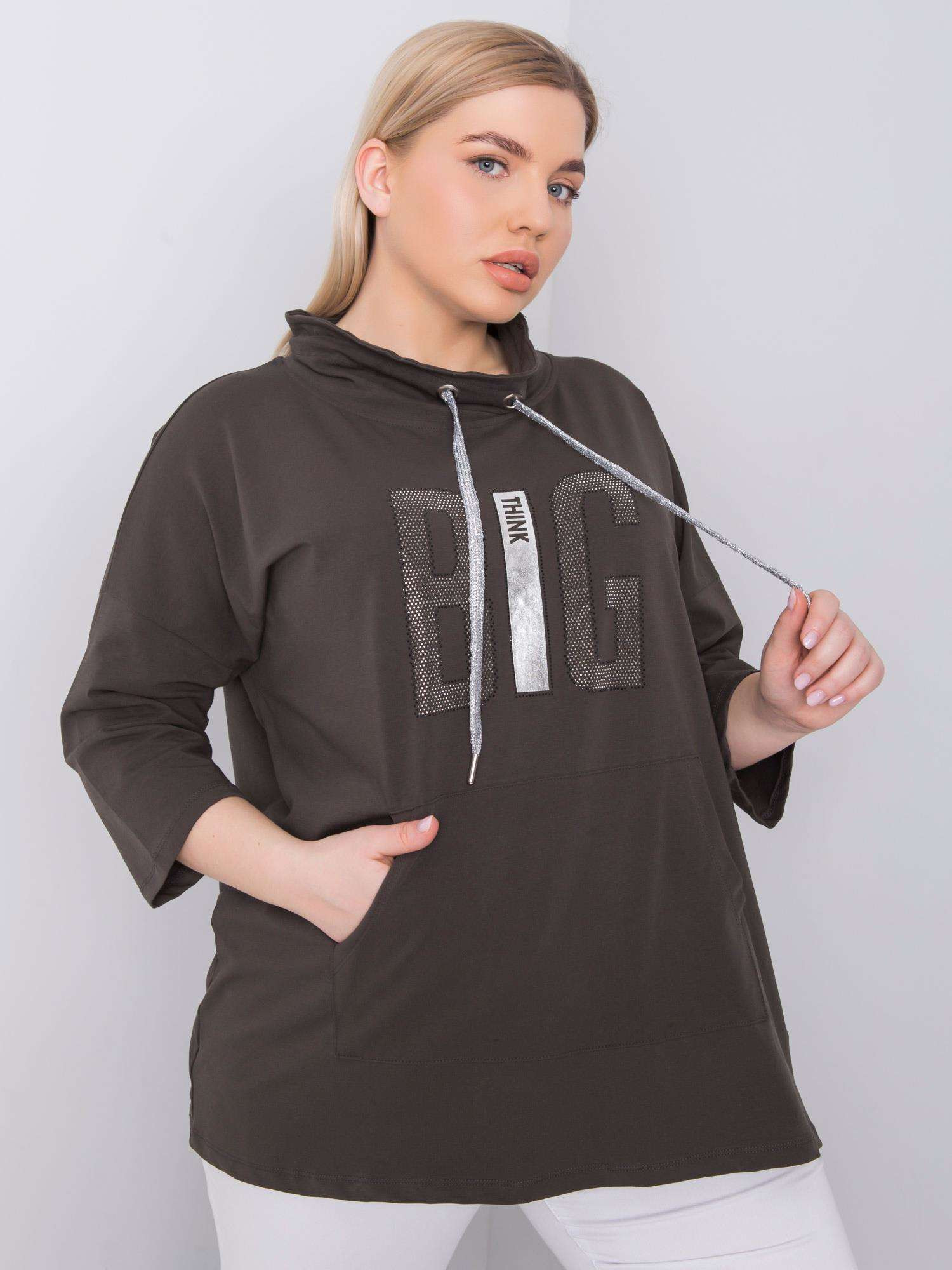 Tmavá khaki halenka plus size Iselin JEDNA VELIKOST