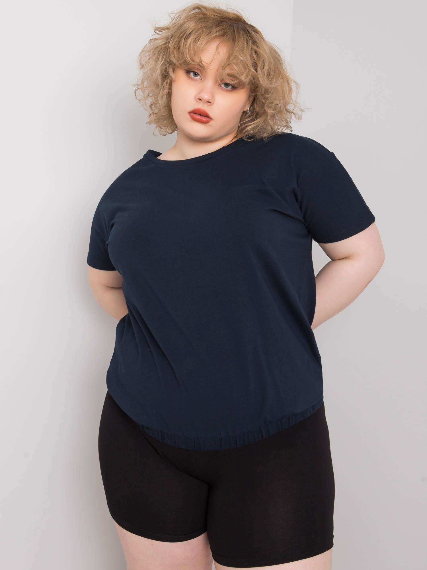 Tmavě modrá bavlněná halenka plus size XL