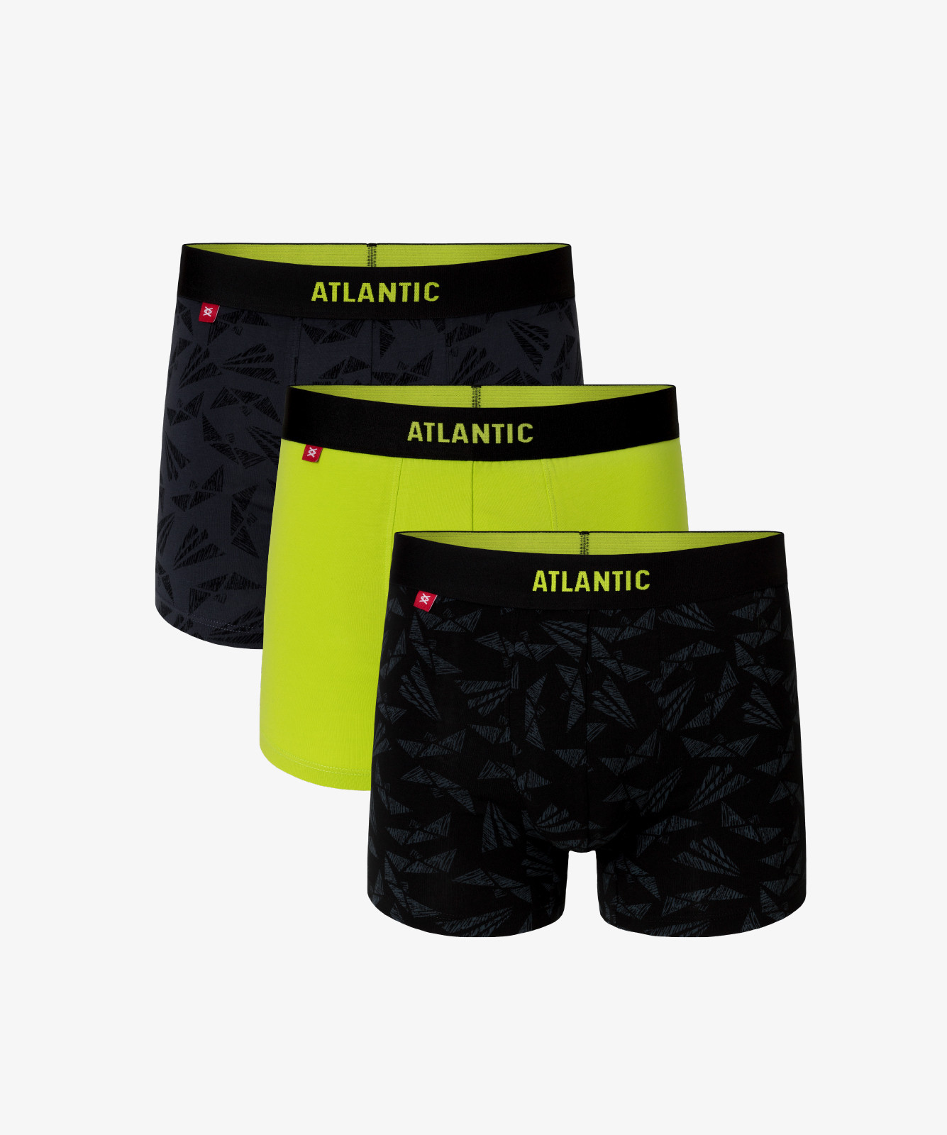 3-BALENÍ Pánské boxerky ATLANTIC - grafit, lime, černé Velikost: L