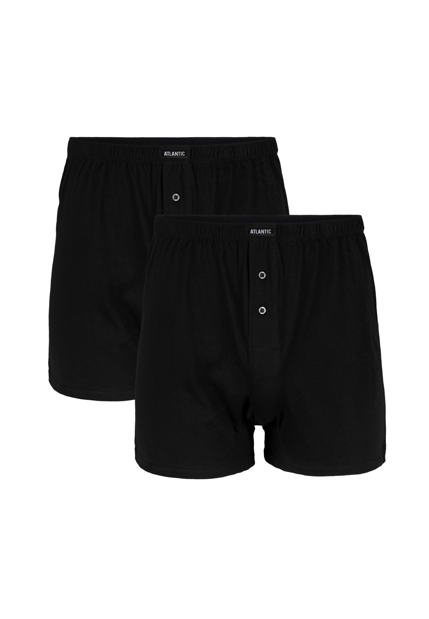 Pánské klasické boxerky ATLANTIC s knoflíčky 2PACK - černé Velikost: M