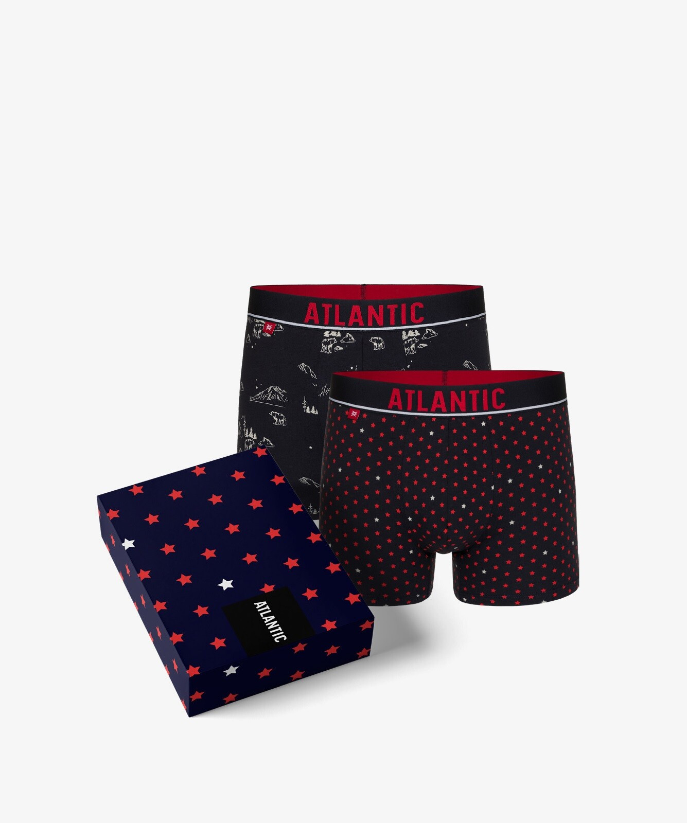 Pánské boxerky Stars ATLANTIC 2Pack + dárková krabička - námořnická modř, námořnická modř Velikost: M