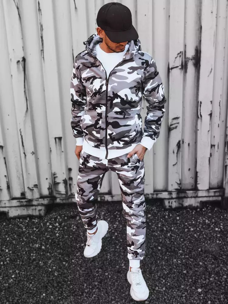 Pánská světle šedá camo tepláková souprava Dstreet AX0621 XXL