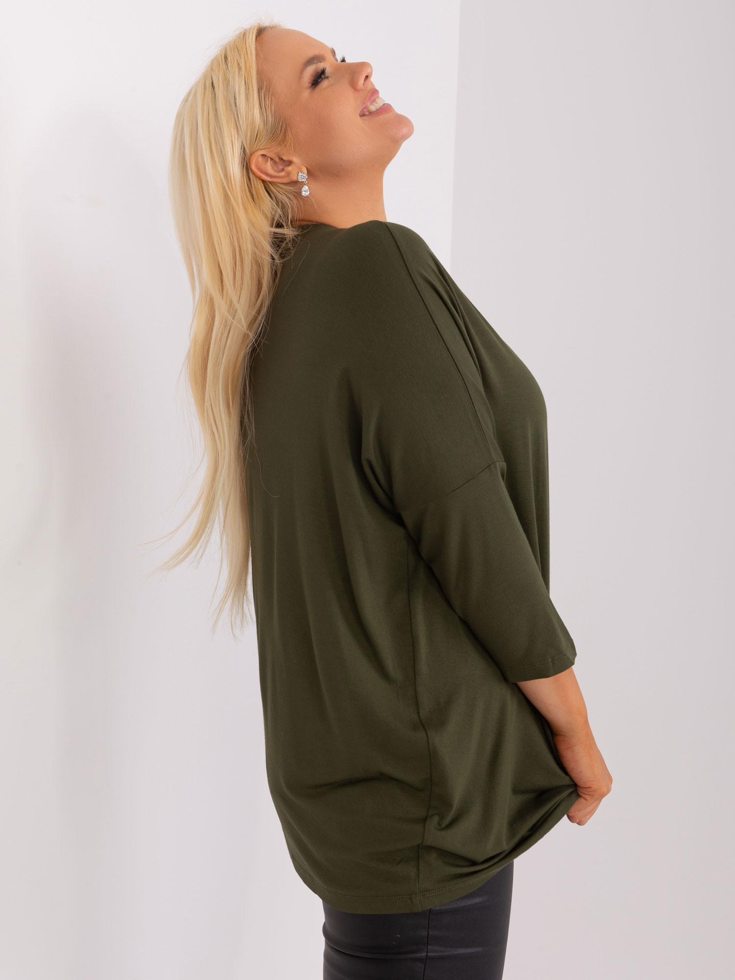 Halenka khaki basic plus velikosti JEDNA VELIKOST