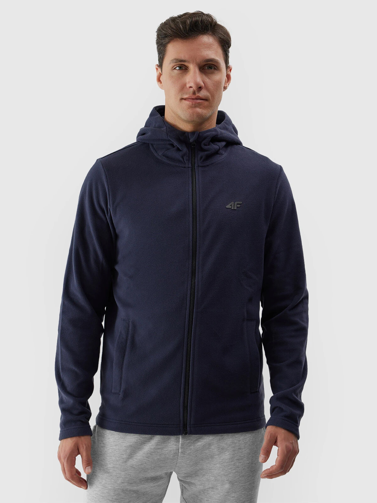 Pánský fleece regular s kapucí 4F - tmavě modrý Velikost: XL