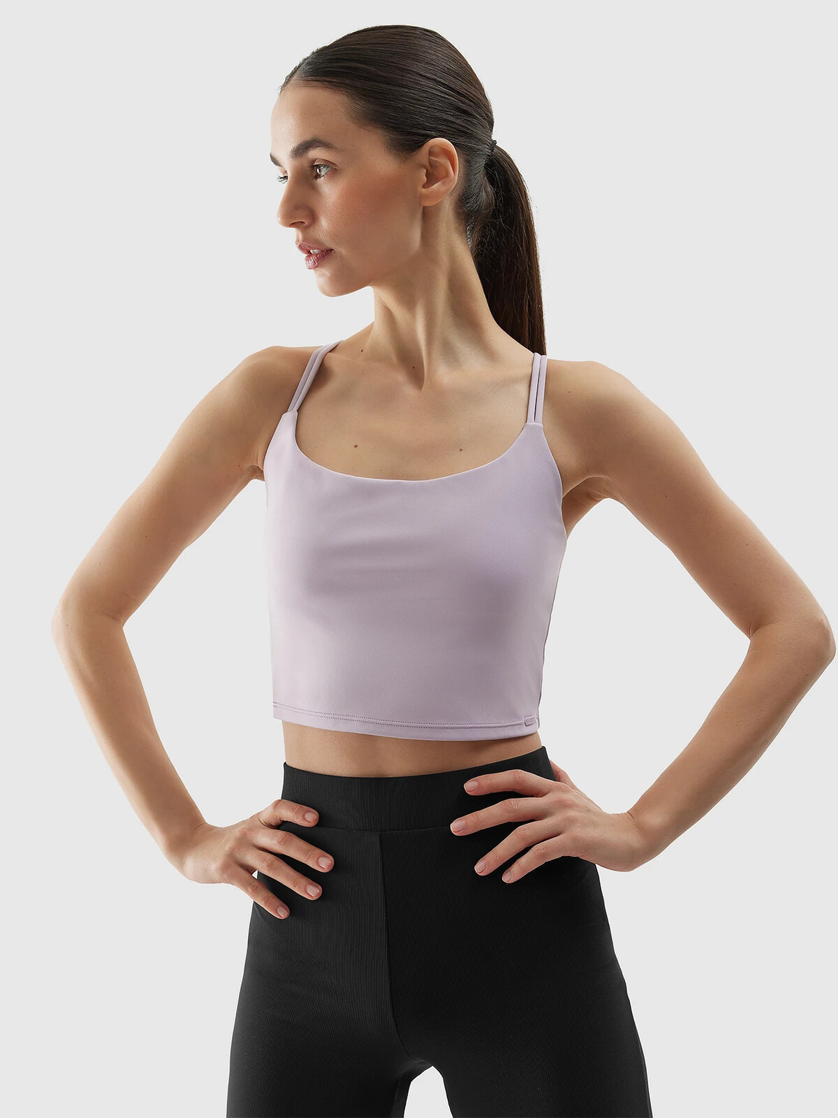 Dámský crop top na jógu z recyklovaných materiálů 4F - fialový Velikost: M