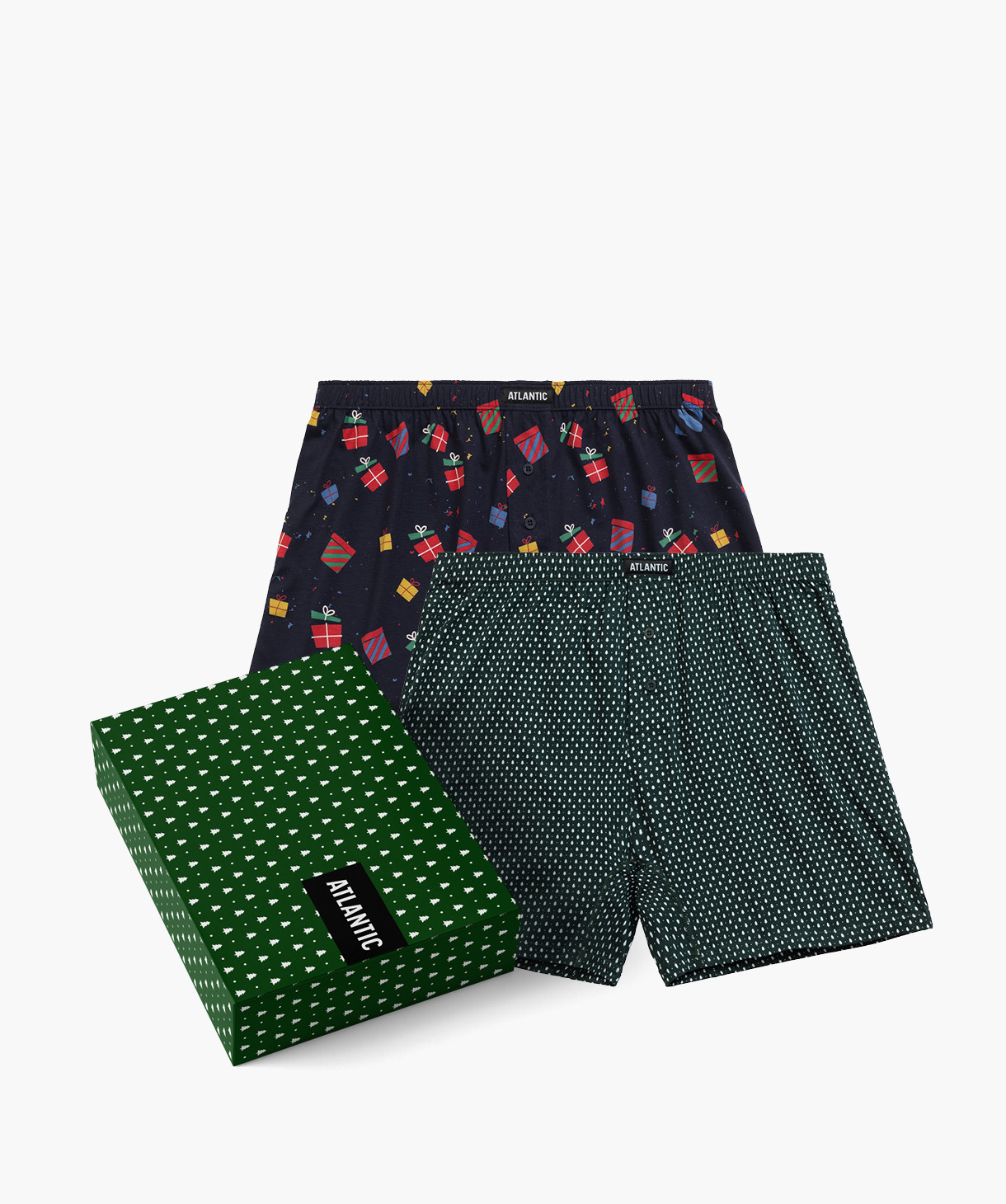 2-PACK Pánské boxerky ATLANTIC s vánočním motivem + dárková krabička Velikost: XL