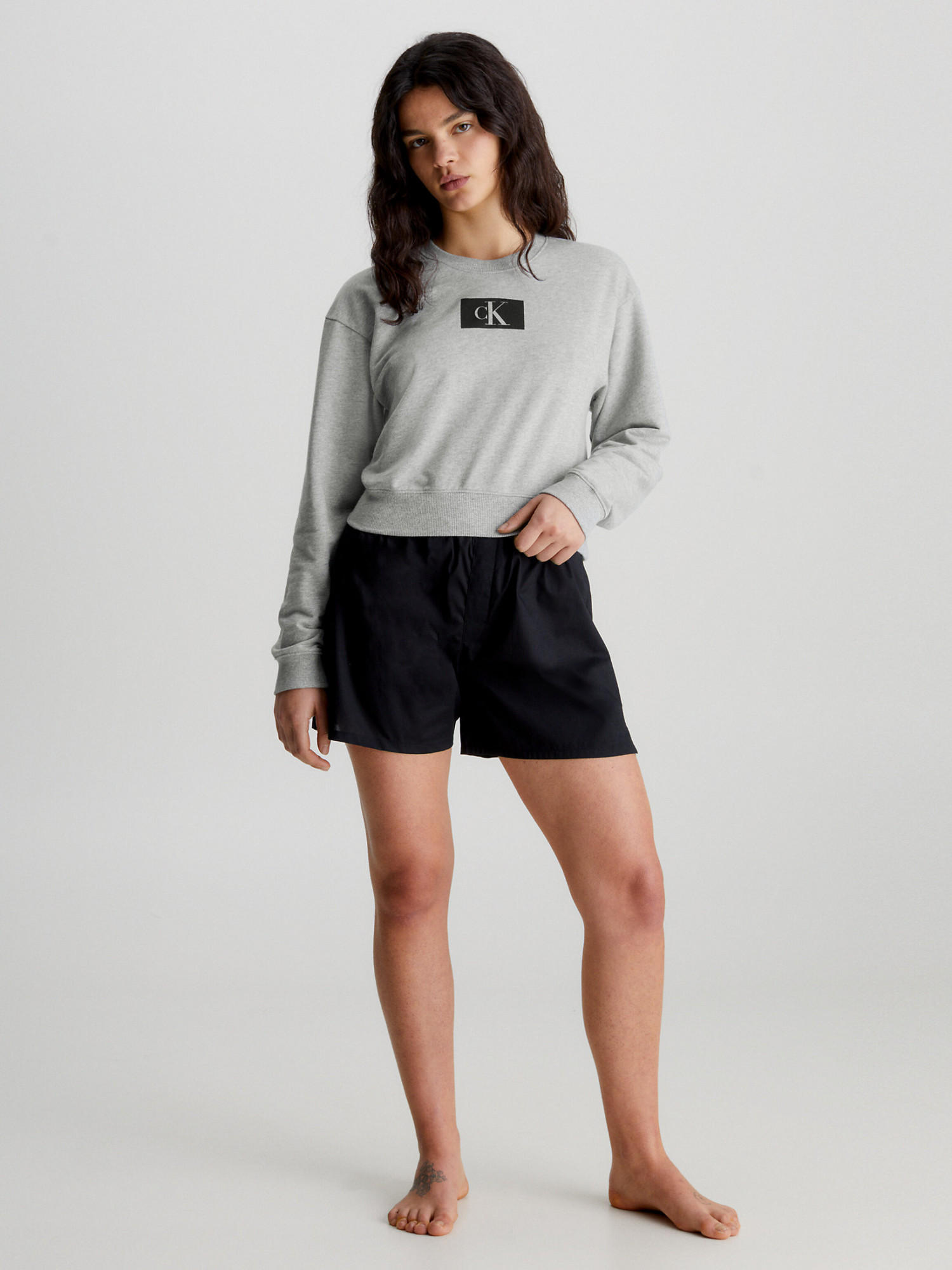 Dámská mikina Lounge Sweatshirt CK96 L/S 000QS6942EP7A šedá - Calvin Klein XL