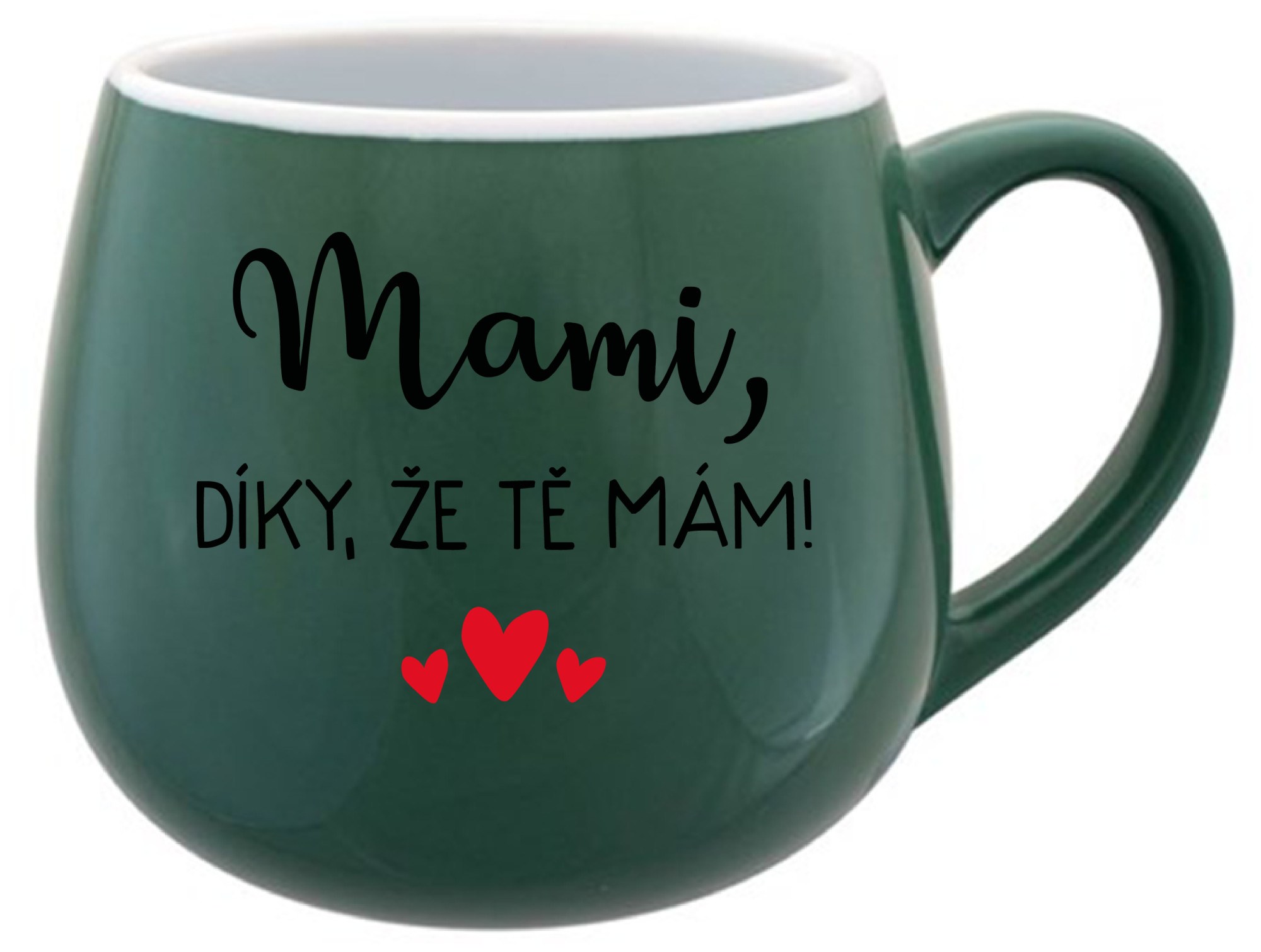 MAMI, DÍKY, ŽE TĚ MÁM! - zelený keramický hrníček 300 ml