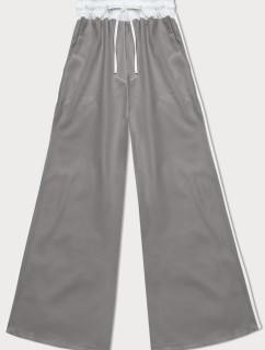 Volné šedé dámské kalhoty s lampasy (764ART)