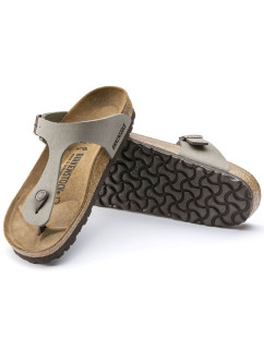 Dámské šedobéžové žabky Birkenstock Gizeh Birko-Flor Nubuck Stone regular wide (43391) dámské