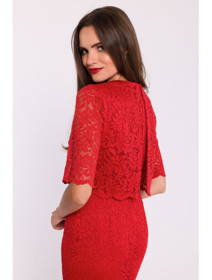 Krajkové šaty s  červené model 20531278 - STYLOVE