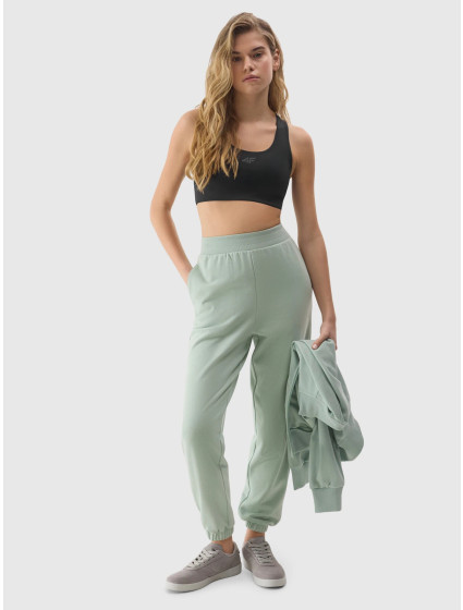 Dámské tepláky typu jogger s model 20437558 bavlnou  zelené - 4F