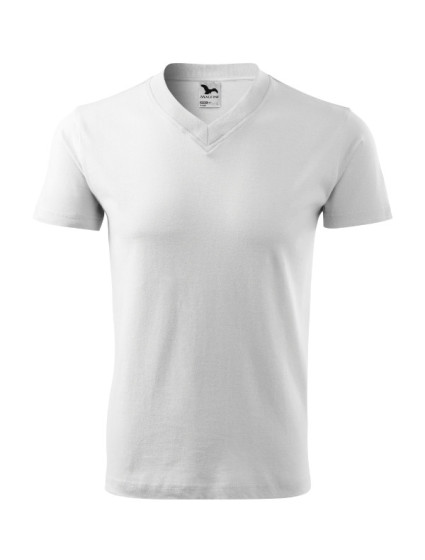 V-neck tričko unisex bílá