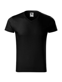 Slim Fit V-neck tričko pánské černá