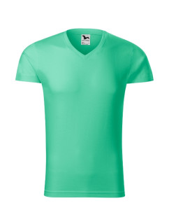 Slim Fit V-neck tričko pánské mátová