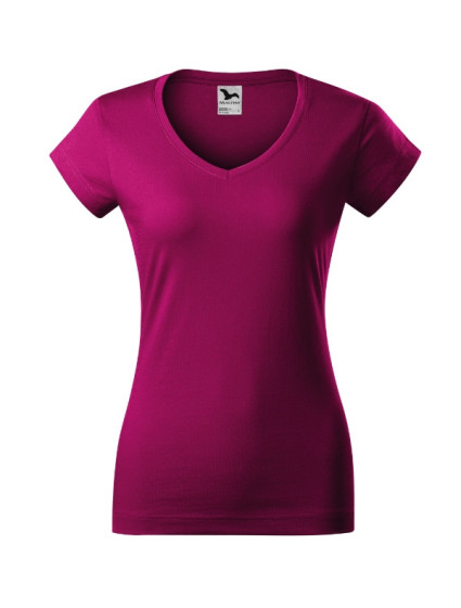 Fit V-neck tričko dámské fuchsia red