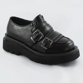 Černé mokasíny s vyšší podrážkou model 17206071 - GOGO SHOES