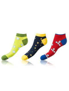 Zábavné nízké crazy ponožky unisex v setu 3 páry CRAZY IN-SHOE SOCKS 3x - BELLINDA - žlutá