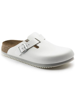 Pánské zdravotní žabky Birkenstock Boston Super Grip White z přírodní kůže regular wide (0060134)