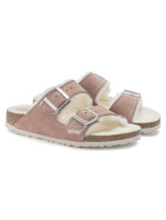 Birkenstock Arizona Suede Leather Shearling Pink Clay LAF insulated žabky úzké (1023258) dámské