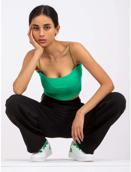 Tmavě zelený pruhovaný crop top Aria RUE PARIS