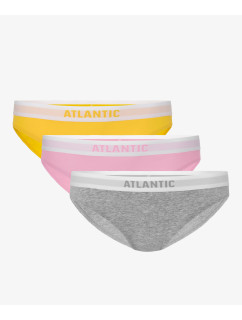 Dámské bikiny kalhotky ATLANTIC 3Pack - žlutá/růžová/světle šedá